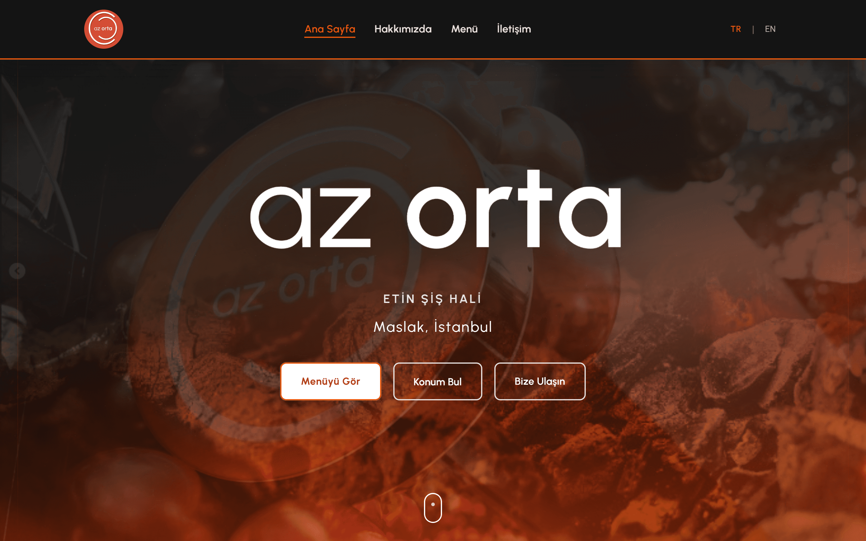 Az Orta website, shipped — finished hero with food photography